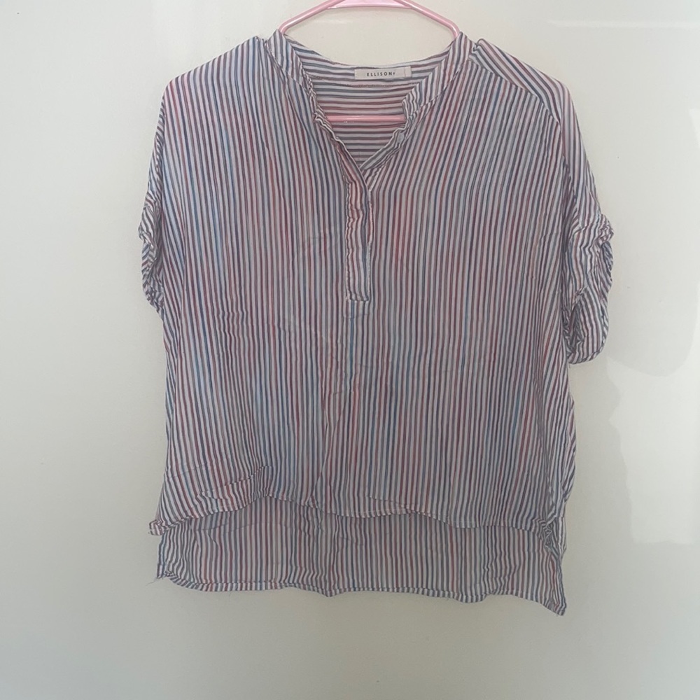 Ellison Striped Cotton Blend Blouse Size Medium